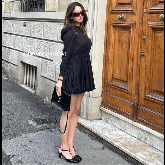 ZARA Cotton Balloon Sleeve Mini Dress 🖤✨ NWT - Picture 13 of 16